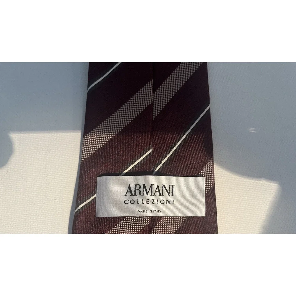 ARMANI COLLEZIONI MEN'S STRIPE TIE, MAROON, 3 1/4